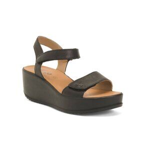 IGI&CO Black Made In Italy Leather Flatform Sandals